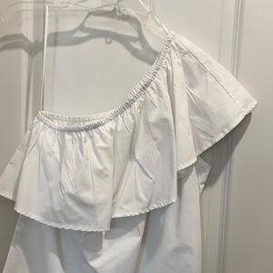 GAP White One-Shoulder Ruffle Top